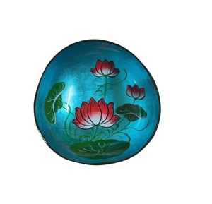 Sophisticated lacquer coconut bowl artistic seahorse scene handmade <b>container</b> for unique home decor and office desktop - Product Image 6