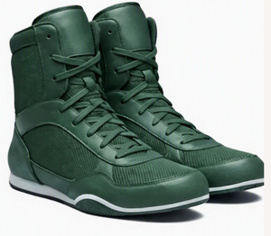 Chaussures de sport de boxe souples, légères et respirantes pour l'entraînement professionnel – Bottes de boxe montantes vertes en PU - Product Image 5