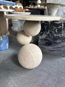 Mesa de Centro Moderna de Piedra con Base Esférica, Muebles Minimalistas para Sala de Estar, Diseño Artesanal - Product Image 6