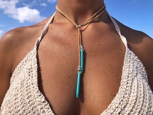 Pendentif lariat en turquoise fait main, argent 925, bijoux de fiançailles vintage pour femmes, collier artisanal NIKHIL GEMS Rajasthan - Product Image 4