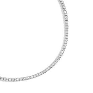 Emerald Bezel Set Lab Grown Diamond Tennis <b>Necklace</b> 14K 18K <b>Solid</b> Gold Bezel Set 16 Inch Full Wrap Eternity Choker Classic Style - Product Image 4