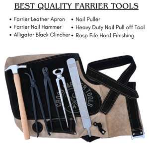 Kit de Herramientas para Herrador con Pinza para Clavos de Pezuña, Extractor de Clavos de Pezuña, Martillo de Alta Resistencia, Lima de Pezuña, Herramienta para Quitar Clavos de Pezuña y Delantal de Cuero Granulado - Product Image 2