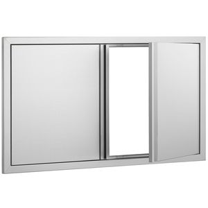 Doppia Porta da Esterno in Acciaio Inossidabile per Cucina, 36W X 21H Pollici, Accesso BBQ, Incasso Verticale a Parete, Vano Portaoggetti - Product Image 1