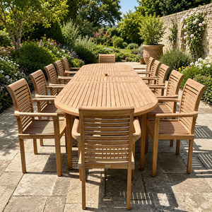 Conjunto de Muebles de Jardín de Madera de Teca de Primera Calidad, Mesa de Comedor para Patio, Asientos para Varias Personas - Product Image 2