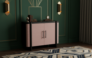 Buffet moderne à 2 portes en chêne massif pour salon - Rangement écologique résistant à l'eau au design minimaliste - Product Image 4