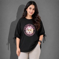 T-shirt décontracté pour femme en jersey de coton rose à imprimé lettres, manches raglan, col rond, coupe ajustée, écologique, séchage rapide, collection Printemps