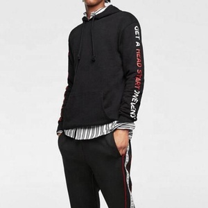 Sweat à capuche en coton pour hommes, pull personnalisé à rayures latérales, manches longues - Product Image 1