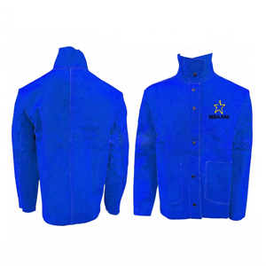 Veste de soudeur en cuir marron MBAANI, ignifuge, imperméable, manches en polyester, fermeture boutonnée, poche pour respirateur, vêtements de travail de sécurité - Product Image 4