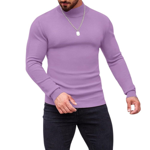 <b>Men's</b> Khaki Neck Pullover Custom Fitted Long Sleeve Sweatshirt Solid High Collar Casual Streetwear <b>Top</b> - Product Image 6