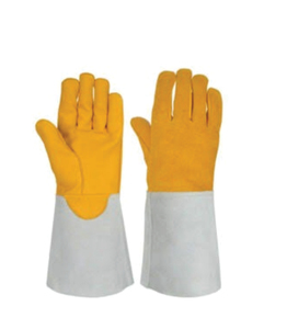 Holy Signs International Leather Welding <b>Gloves</b> Cotton Lined Straight Thumb Molten Metal Splash Resistant TIG Use Blue Test <b>Type</b> - Product Image 1