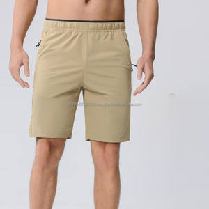 Pantalones cortos de cintura elástica para hombre, pantalones cortos informales de media longitud con bolsillo con cremallera invisible para hombre, pantalones cortos deportivos de nailon Spandex de buena calidad - Product Image 1