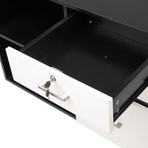 Spedizione Gratuita: Mobile da Ufficio in Legno 90x40 cm con 3 Cassetti e 2 Ripiani Aperti, Supporto per Stampante con Ruote - Product Image 4