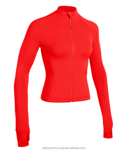 Women Gym Shirt Cropped Slim Fit Workout T Shirt Weightless Track Athletic Shirt Full Zip Jacket with Thumb Holes - Product Image 4