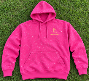 Sweat-shirt à capuche rose pour femme avec strass, logo personnalisé, streetwear décontracté, molletonné, manches longues, mode OEM - Product Image 6