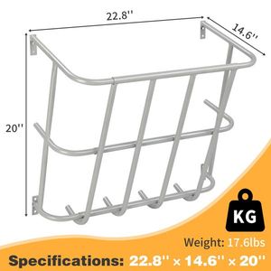 Support à foin en acier robuste de 22,8 po de long, à fixation murale, pour chevaux et chèvres, grande capacité, mangeoires multi-panniers pour animaux - Product Image 5