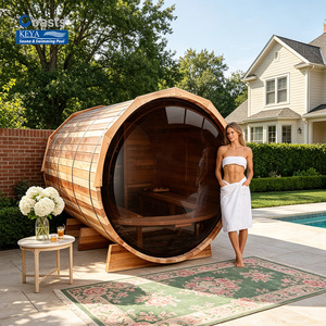 Sauna extérieur Polder Proof : Sauna à bulles en cèdre rouge massif avec fenêtre pour les jardins hollandais ventées |   CE ETL |   DDP à Rotterdam - Product Image 1