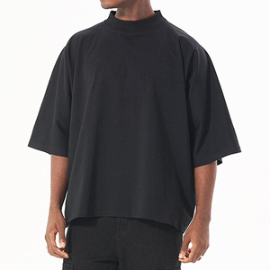 100% Cotton Sport Blank <b>White</b> Boxy Streetwear Cropped <b>Tshirts</b> Men Wholesale Manufacturers Custom T-shirt - Product Image 3