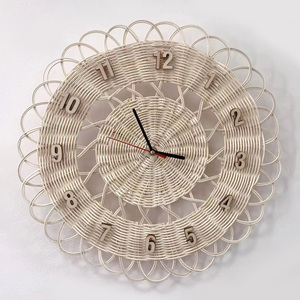 Horloge murale en rotin à motif floral, décoration, horloge de qualité supérieure, horloges tissées en gros - Product Image 1