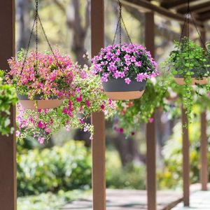 4 Pcs Minimalist Style 9.64 Inch Diameter Hanging Planters with Removable Self-Watering Tray Hanging Baskets & Accessories - Product Image 2