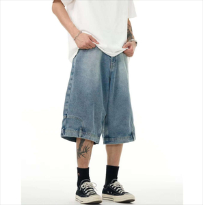 New Style Vintage Washed Blank <b>Men</b> Loose Denim Shorts Custom Embroidery Casual 100%cotton <b>Men</b> <b>Jean</b> Shorts Baggy Jorts for <b>Men</b> - Product Image 2