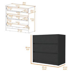 Commode Avra à 3 tiroirs avec plateau et façade en bois manufacturé, élégante commode à tiroirs - Product Image 3
