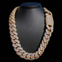 Chaîne maille cubaine Miami 20 mm en or 10K plaqué rhodium, sertie de moissanite, style hip-hop tendance unisexe, cadeau design – RB Gems