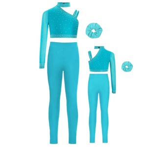 Conjunto de Ropa de Baile de Salón Competitivo para Niñas de 6 a 16 Años, Top Corto con Diadema y Leggings, para Patinaje Artístico y Gimnasia - Product Image 3
