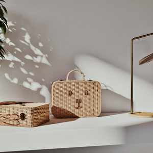 Maleta con diseño de cara de oso alegre, cesta de juguetes de fibra de papel natural tejida a mano, hermosa maleta de fibra de papel, regalo perfecto para cumpleaños de niños - Product Image 5