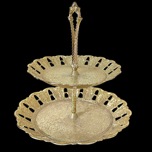 Soporte de hierro personalizado para tarta, bandeja redonda para mesa de postre de boda, Soporte simple en capas de pastel Dorado de la India - Product Image 6