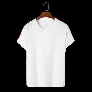 T-shirt à manches courtes pour homme, couleur unie, 100% coton, coupe classique, col rond, jersey décontracté, uni, logo sur la manche gauche - Product Image 3