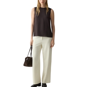 Pantalon droit plissé à taille haute pour femme, style vintage élégant et décontracté, confortable et respirant, idéal pour le bureau, motif uni - Product Image 5
