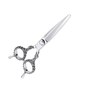 Ciseaux de barbier ergonomiques, lame incurvée en acier inoxydable, pour droitiers, ciseaux de coupe de cheveux professionnels, salon, anneau antidérapant - Product Image 2