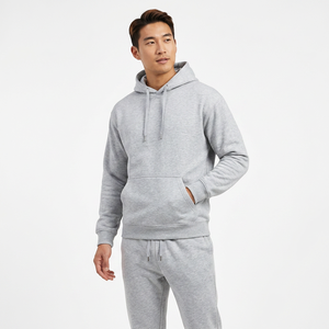 Conjunto Deportivo Unisex Gris con Capucha, Sudadera y Pantalones Largos de Algodón, Color Sólido Informal con Cordón Ajustable, Corte Regular para Adultos - Product Image 2