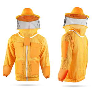Veste d'apiculteur jaune en maille avec chapeau et voile, vêtement de travail respirant et protecteur pour l'entretien des apières et la récolte du miel - Product Image 6