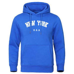 NEW YORK Letter U.S.A <b>City</b> Print Hoody <b>Men</b> Fashion Casual Long Sleeves Hooded Loose Oversize Pullover <b>Hoodie</b> Street Sweatshirt - - Product Image 2