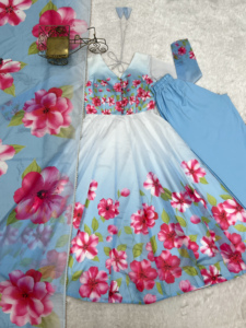 TENNECY Vestido Largo Reversible para Mujer con Diseño Frontal Potli, Estampado Floral de Seda Naranja, Mangas Largas y Cremallera - Product Image 5