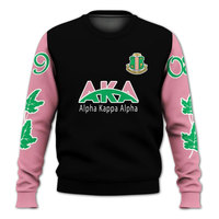 Sweat-shirt polaire unisexe col rond rose/noir avec broderie Alpha – Coupe oversize décontractée pour l'hiver, style universitaire