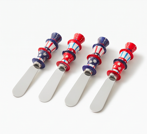 Red White Blue <b>Cheese</b> Spreaders <b>Set</b> With Patriotic Handle Design Stainless Steel Blade Dishwasher Safe For Kitchen Use - Product Image 1