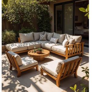 Canapé de patio en teck, meubles d'extérieur fabriqués en Indonésie, bois massif - Product Image 1