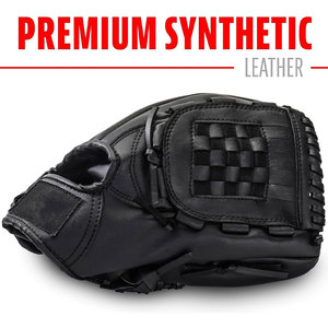 Gant de baseball à doigts entiers en cuir noir, avec fermeture auto-agrippante, antidérapant, pour droitier, pour adulte, toutes saisons - Product Image 6