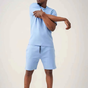 Nouvel ensemble T-shirt et short unisexe en polyester/coton de haute qualité, style vintage, coupe et couture, écologique, pour l'été, personnalisable avec logo vierge pour homme - Product Image 4