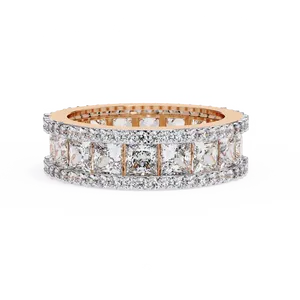แหวนเพชรทรงกลมหลายแถวแบบวงแหวนกว้าง ดีไซน์สถาปัตยกรรม ทองคำแท้ 18K สำหรับทั้งชายและหญิง ของขวัญวันครบรอบแต่งงาน - Product Image 3