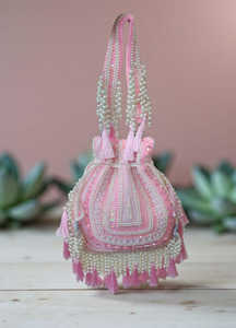 Beaded Evening Clutch Purse with Pearl Embellishment Tassels Handmade Soft Pillow Shape Shoulder Bag <b>for</b> Party & <b>Wedding</b> - Product Image 2