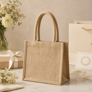 Bolsa de Regalo de Yute Metálico con Logotipo Personalizado, 20x20x12cm, para Recuerdos de Boda, Venta al Por Mayor, Fabricante OEM ODM, Proveedor de Marca Privada - Product Image 4