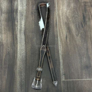 Correa de Sombrero Vaquero de Cuero Vacuno Genuino Occidental con Pelo, Ajustable, con Hebilla Grabada para Unisex - Product Image 5