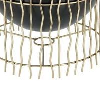 Plat de service rond en acier inoxydable de luxe avec couvercle noir mat, poignée à boucle dorée, bordure argentée et cadre vertical ondulé – Vente en gros