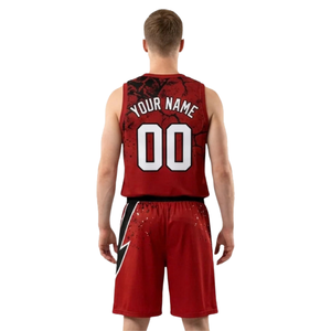 Ensemble short et maillot de basket imprimé éclairs pour homme, sans manches, col en V, bordure contrastante, uniforme de club personnalisé, nom de l'équipe, numéro du joueur - Product Image 2