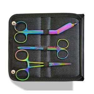 Juego de Tijeras Hemostáticas de 3 Piezas, Multicolor, Recubiertas de Titanio, Tijeras para Suturas de Primera Calidad, Tijeras para Vendajes Lister Arcoíris, Manuales, CE - Product Image 5