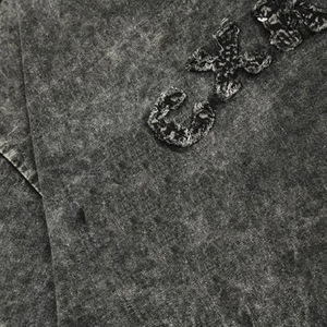 T-shirt personnalisé de haute qualité, style vintage, broderie surdimensionnée, coton délavé à l'acide, respirant, pour homme, été - Product Image 4