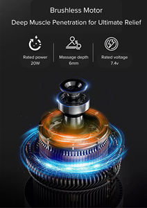 Mini pistolet de massage à haute percussion avec moteur sans balai 4 têtes de massage Batterie 2000mAh-Pistolet Fascia de soulagement de la douleur musculaire des tissus profonds - Product Image 5